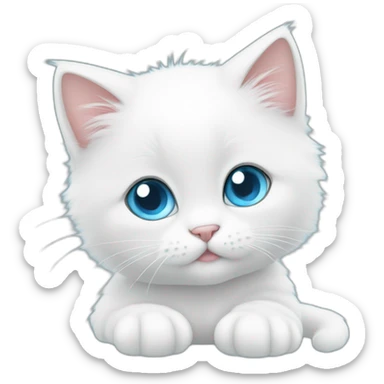 Baby cute white puffy cat with sky blue eyes sticker