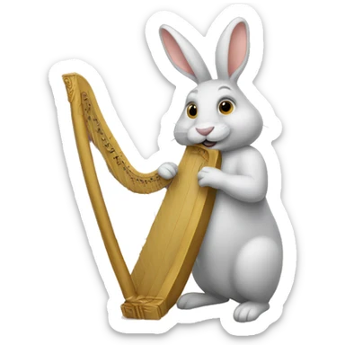 Rabbit playing harp sticker