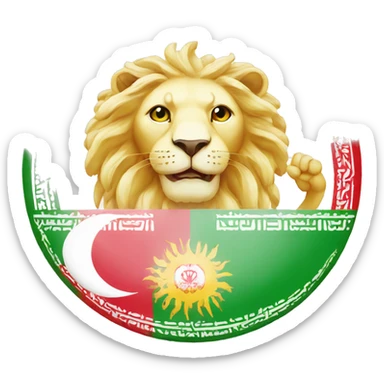 Iran flag with lion and sun and angel sticker