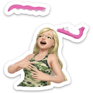 blonde girl singing in camouflage sticker