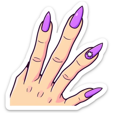 lilac pastel manicure with glitter effects sticker