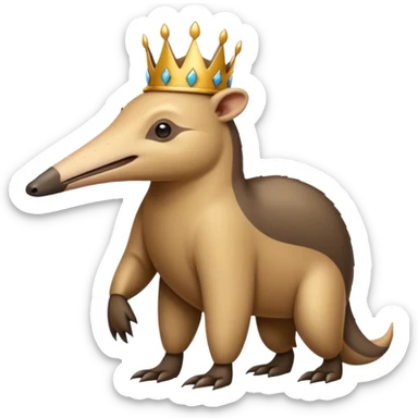 Anteater walking around and wearing a crown sticker