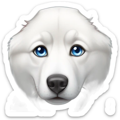 White siberian husky blue eyes with long ears face sticker