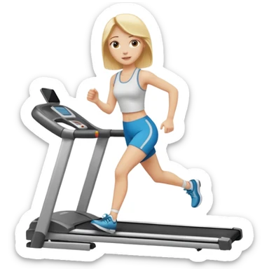 white girl with blond haur on treadmill sticker