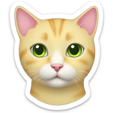 yellow shorthair cat with green eyes and pink nose sticker