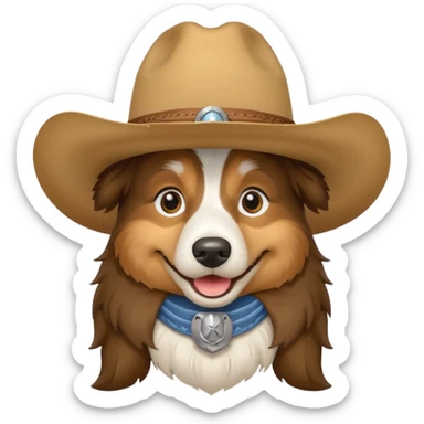 Collie Dog in cowboy hat smiling sticker
