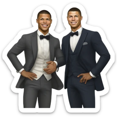 Mbappé and C.Ronaldo in style of sorolla sticker
