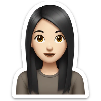 Girl with black straight hair, pale skin and asian features rolling eyes  sticker