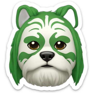 massive-guy-noh-dog-mask-greenlonghair-japanese-kimono sticker