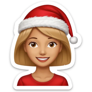 mujer peinandose en la peluqueria y con un gorro de navidad  sticker