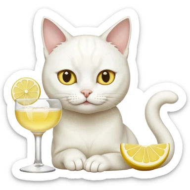 White Cat drinking tequila  With lemon and salt  sticker