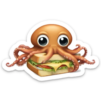 Octopus eating a sandwich  sticker