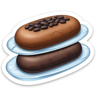 three brown beans not on a step and cover them in a layer of ice not with cubes on it not hot dogs black beans sticker