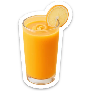 a shiny glass of orange juice, skeuomorphism style sticker