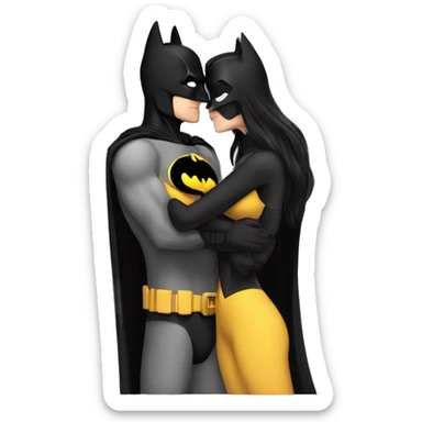 Batman kissing his girlfriend  sticker