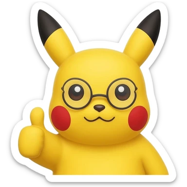 pikachu face only thumbs up wearing glasses sticker