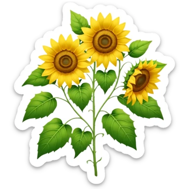 Sunflowers on a long vine with leaves sticker