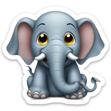 Elephant crying laughing with eyepatch sticker