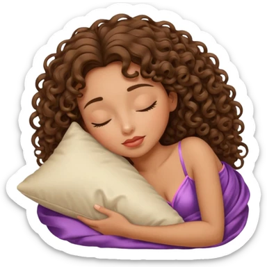 sleeping beauty curly brunette tan girl with a silk pillow sticker