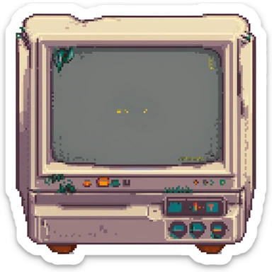 CRT screen cracked with a blinking “404” sticker