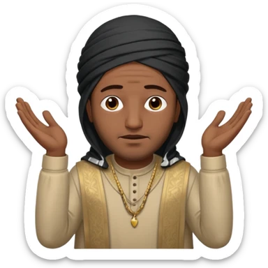 surrenders, depict an Iraqi with a sad face and raised hands sticker