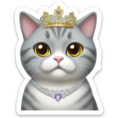 British shorthair cat with tiara sticker