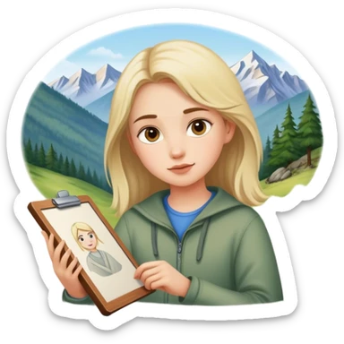 girl draws copy from life in the mountains sticker