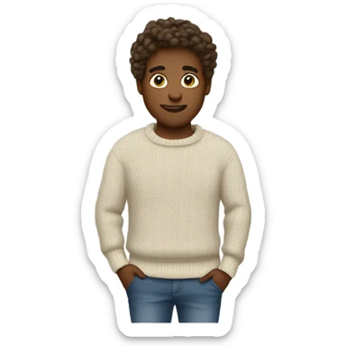 Cali wearing a sweater sticker