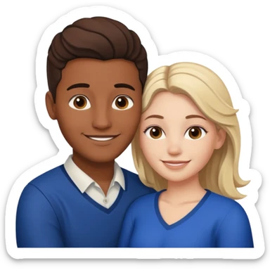 young Métis man and young white woman in a loving embrace sticker