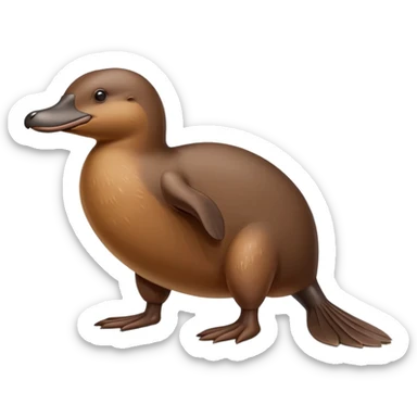 anatomically accurate platypus, correct proportions, proper duck-bill, beaver-like tail, webbed feet, accurate brown fur coloration, natural pose sticker