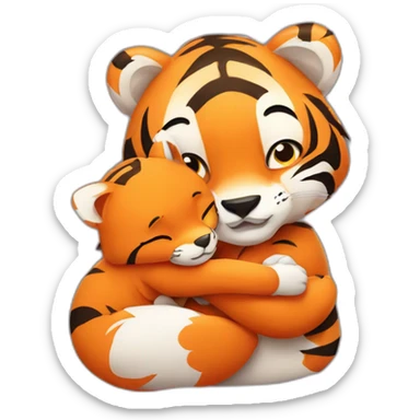 Tiger hugs small fox tightly sticker
