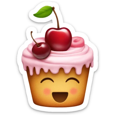 a cake with a cherry on top sticker