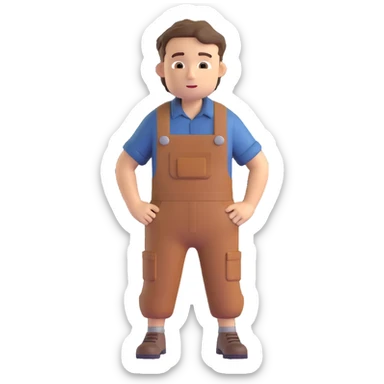 Wreck-It Ralph man with short messy hair, brown overalls, boxy figure with big arms sticker
