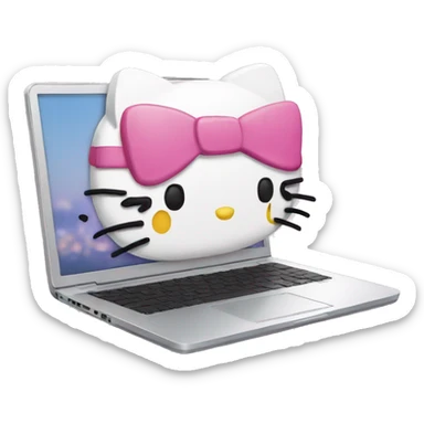 HELLO KITTY ON LAPTOP sticker