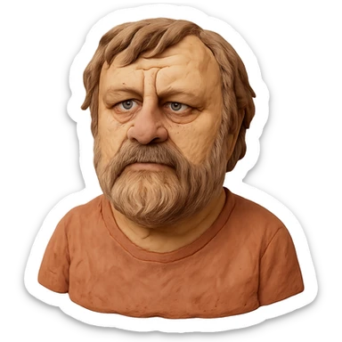 claymation style bust of Slavoj Žižek, no background sticker