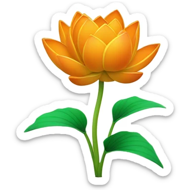Orange coloured lotus having green stem sticker