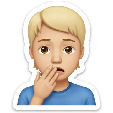 crying emoji with hand on mouth sticker