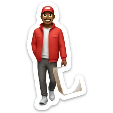 food delivery guy in red clothes  sticker