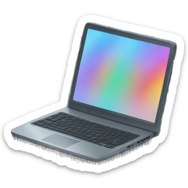 laptop with colorful horizontal strokes of code on the screen sticker