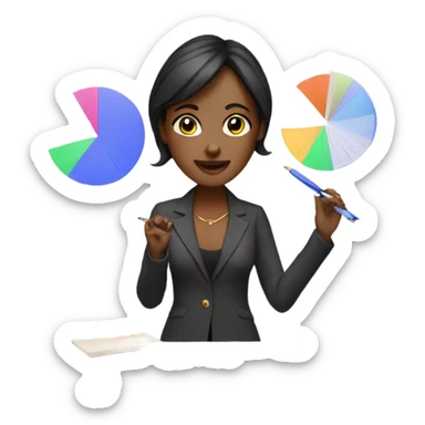 designer woman creating a visualization with charts sticker