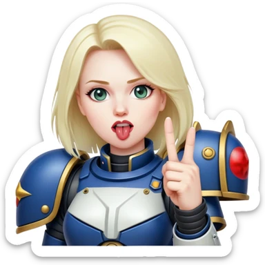 middle finger and face with tongue out woman spacemarine  sticker