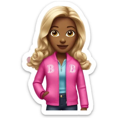 Girl with a Barbie jacket sticker