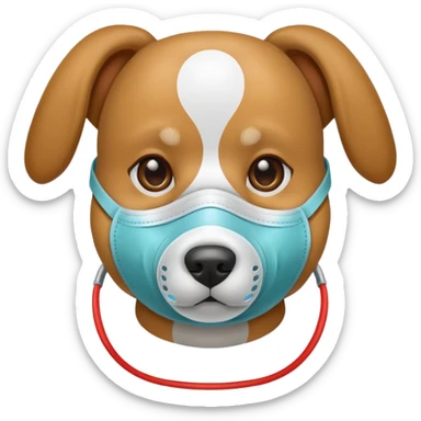 dog Wearing Medical Mask sticker