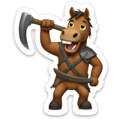 Horse with an axe  sticker