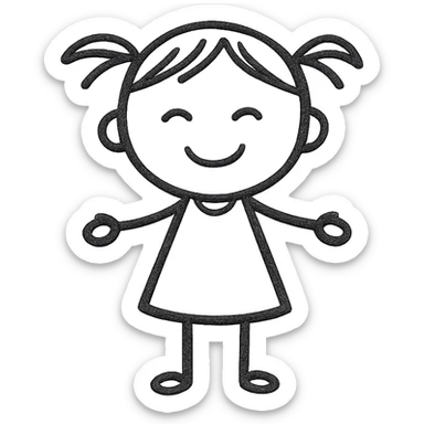 child, minimalist black outline icon, no fill, simple lines sticker