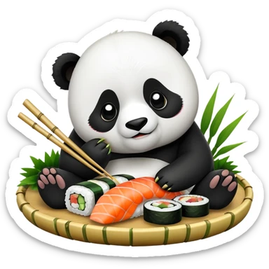 panda eating sushi sticker