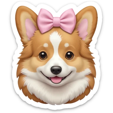 corgi with a pastel pink bow sticker