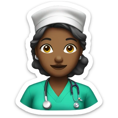 Black nurse wearing green scrubs sticker