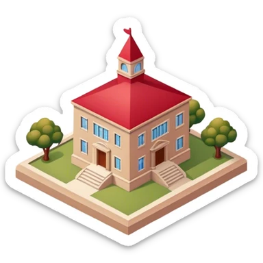 isometric beige and crimson school sticker