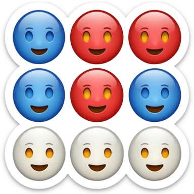 A high-quality emoji-style icon in red, white, and blue only (no other colors).
Smooth shading and highlights using only red, white, and blue, no gradients outside those colors.
No text, no symbols, no additional colors. sticker
